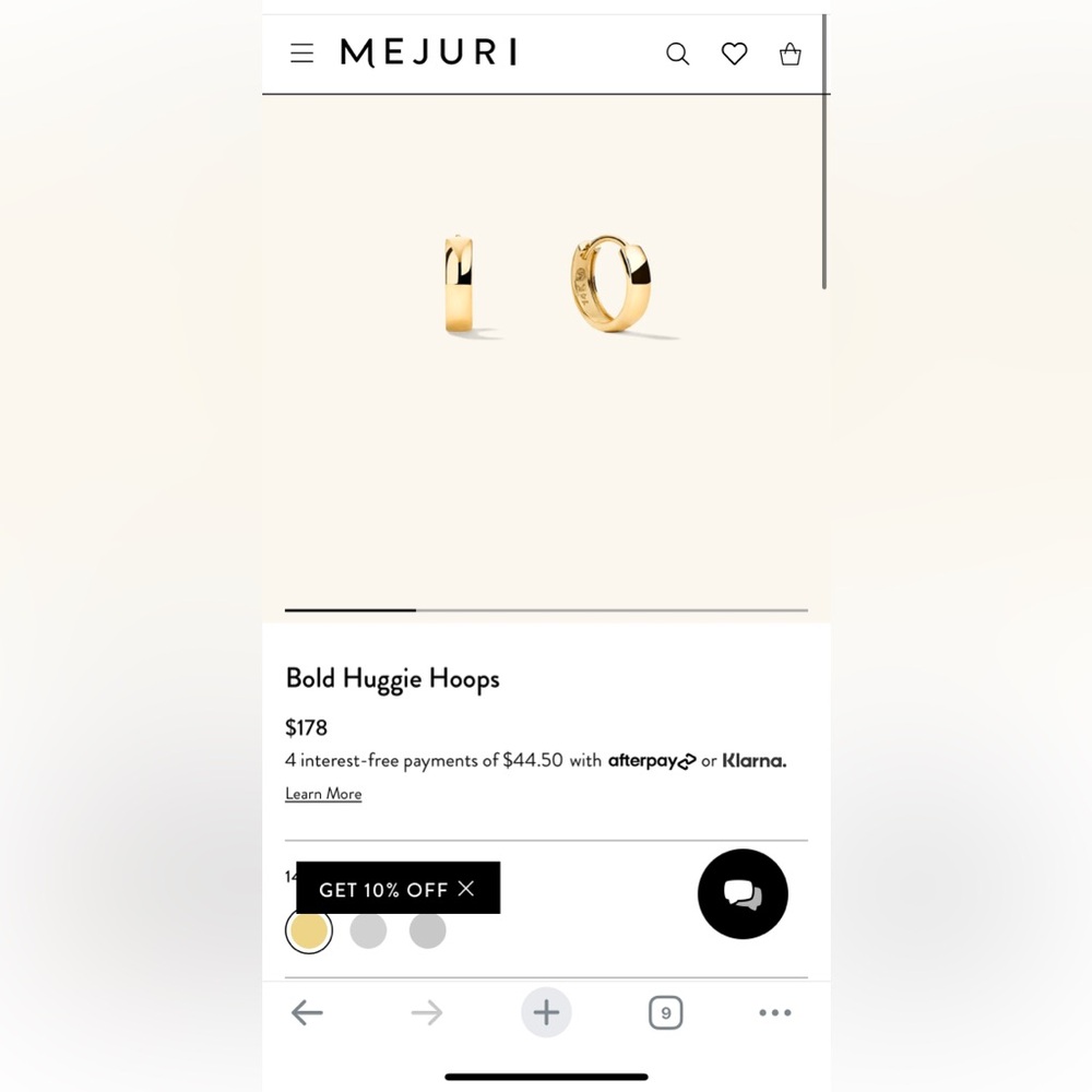 Mejuri 14K Gold Bold Huggie Hoops